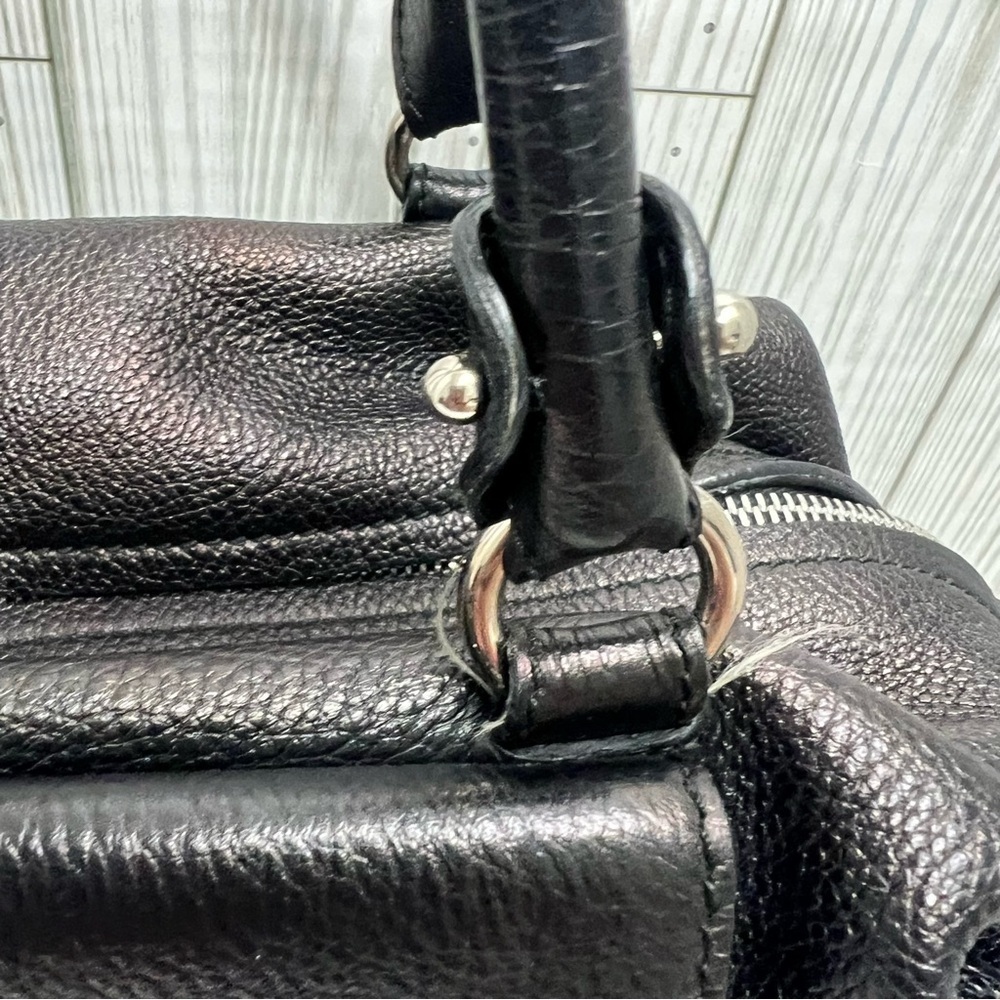Salvatore Ferragamo Black Pebbled Leather Satchel Tote Bag Top Handle Purse - Picture 4 of 14